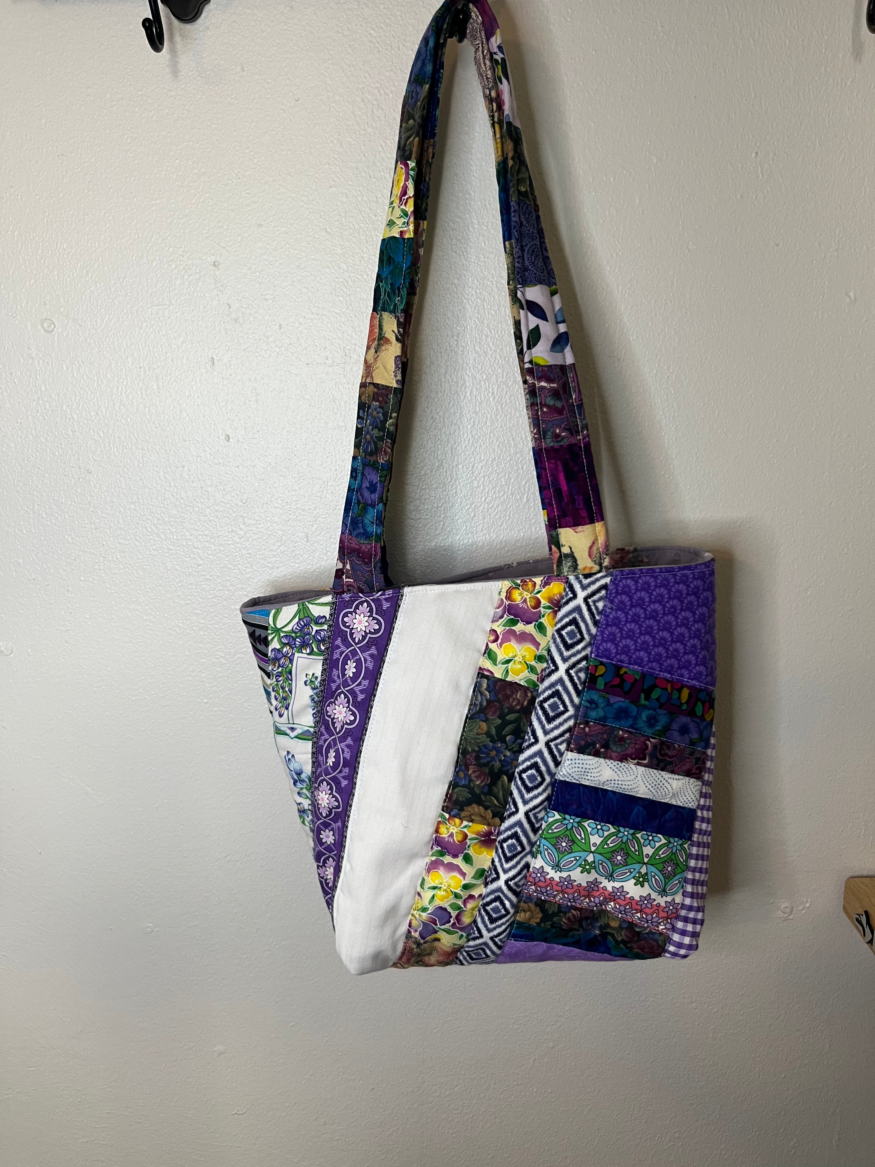 Purple Quilted Tote Bag