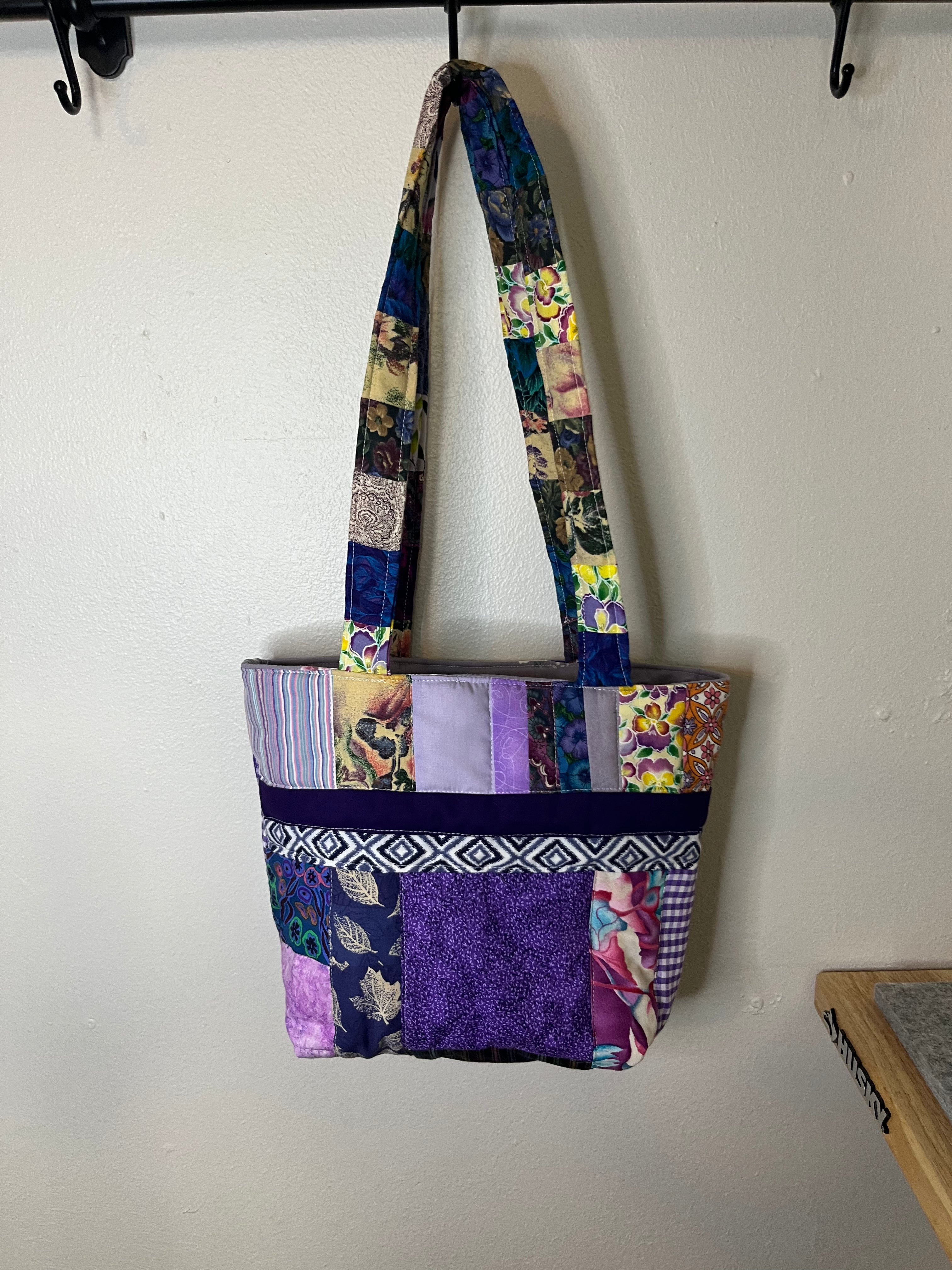 Purple Quilted Tote Bag