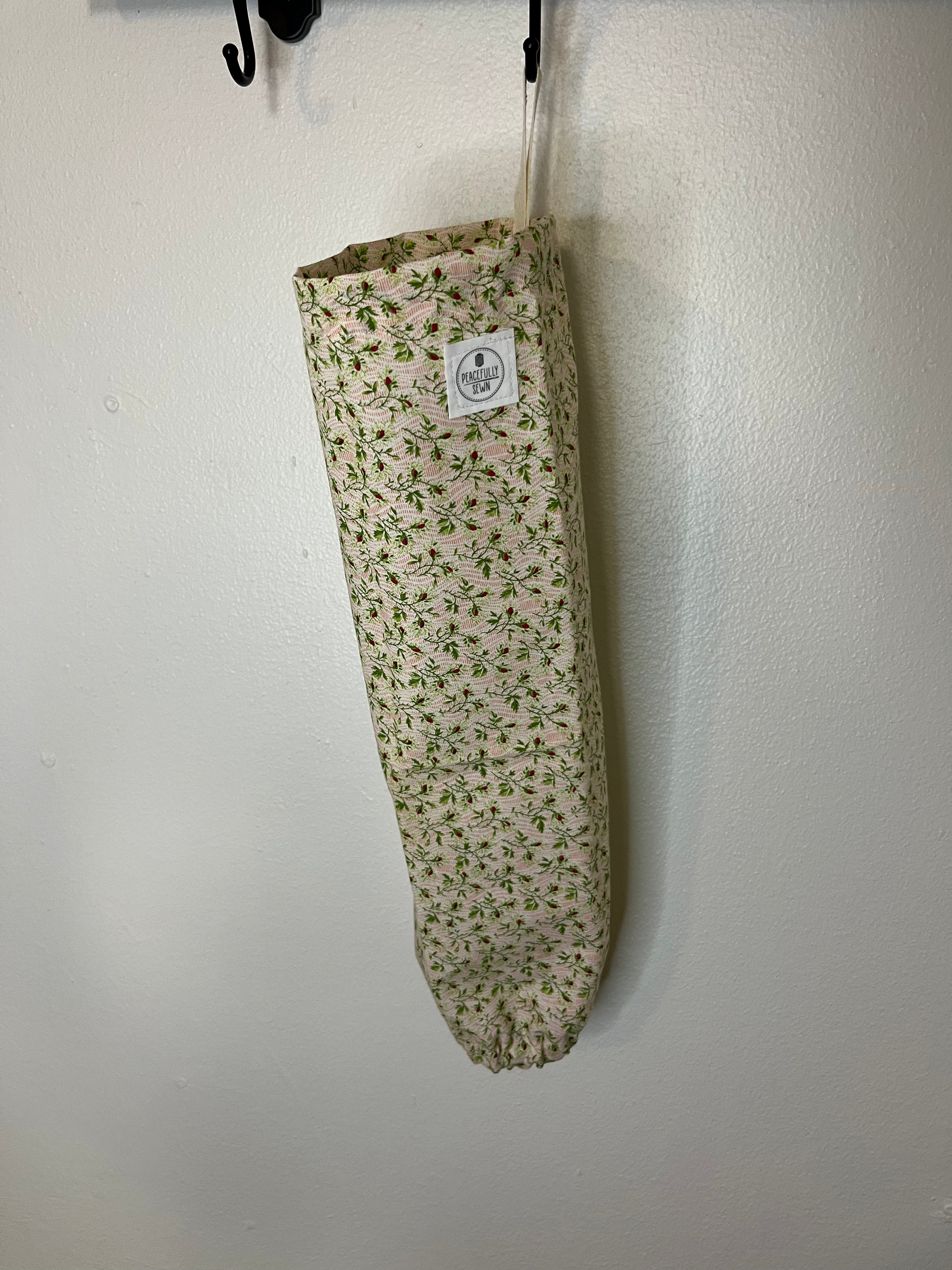 Rosy Beige Floral Grocery Bag Holder
