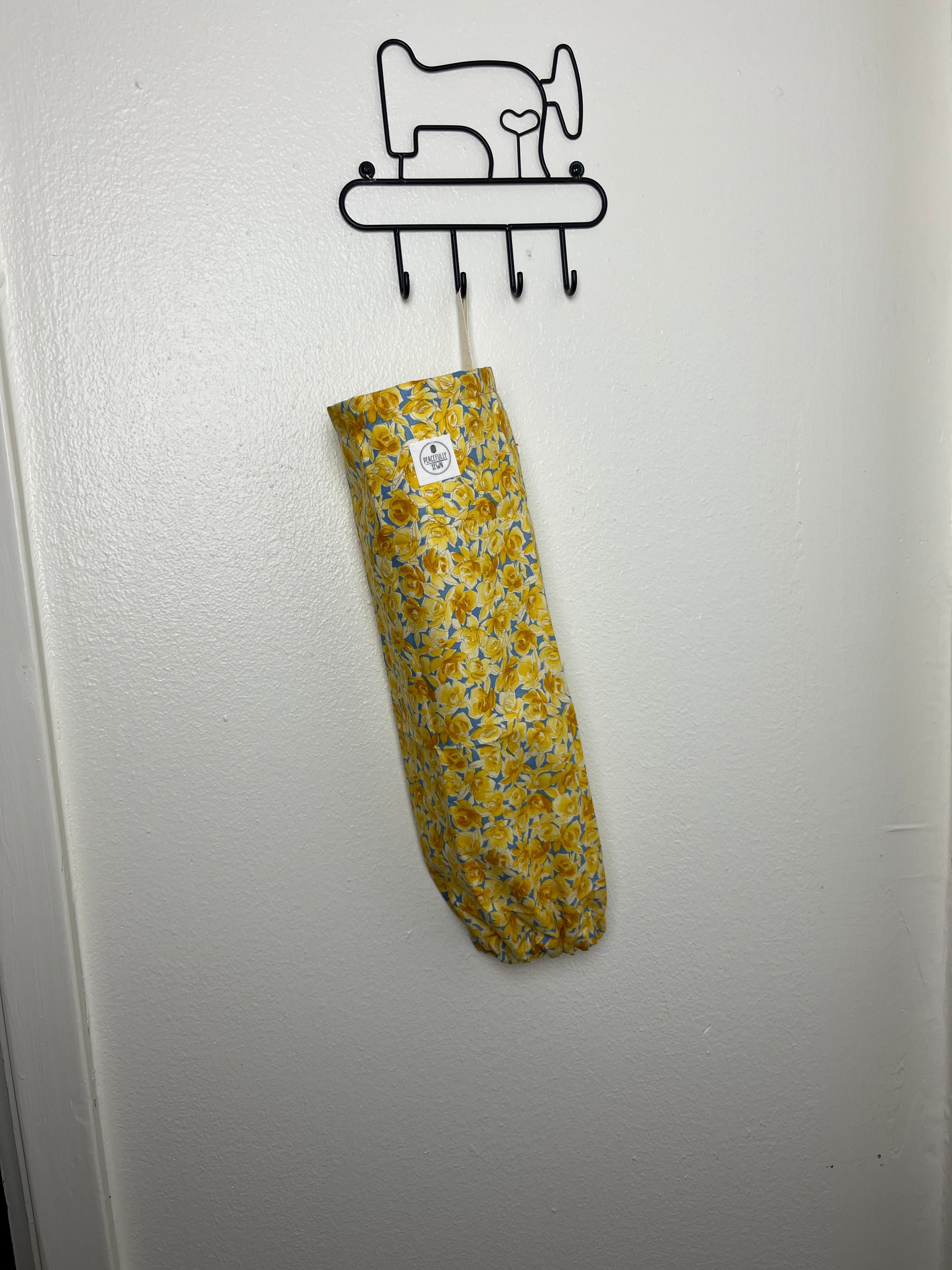 Yellow Floral Grocery Bag Holder