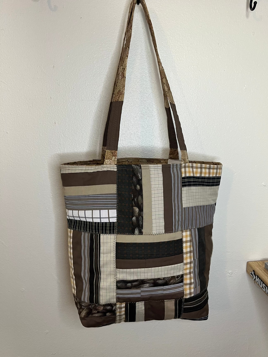 Brown Quilted Tote Bag