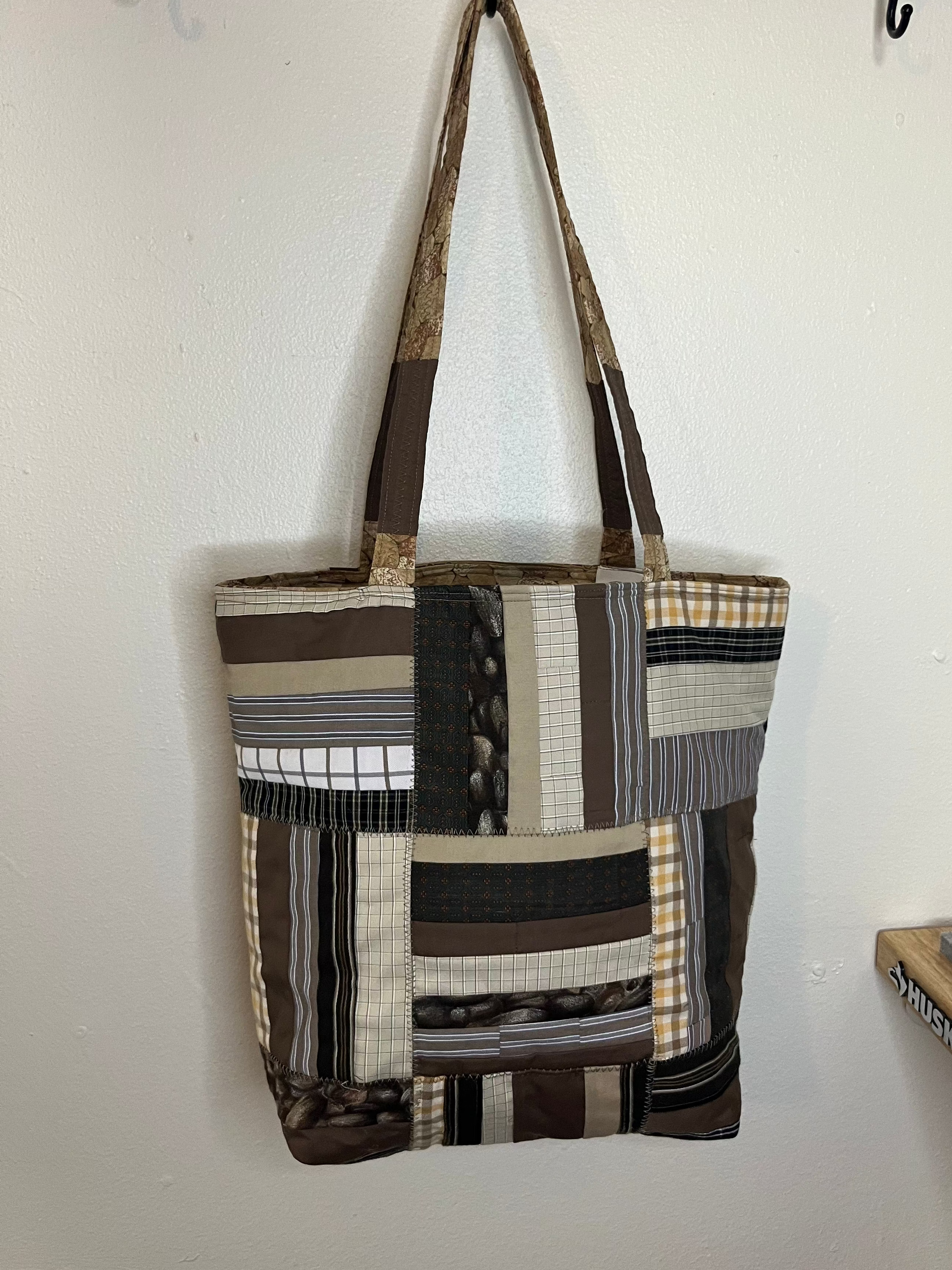 Brown Quilted Tote Bag