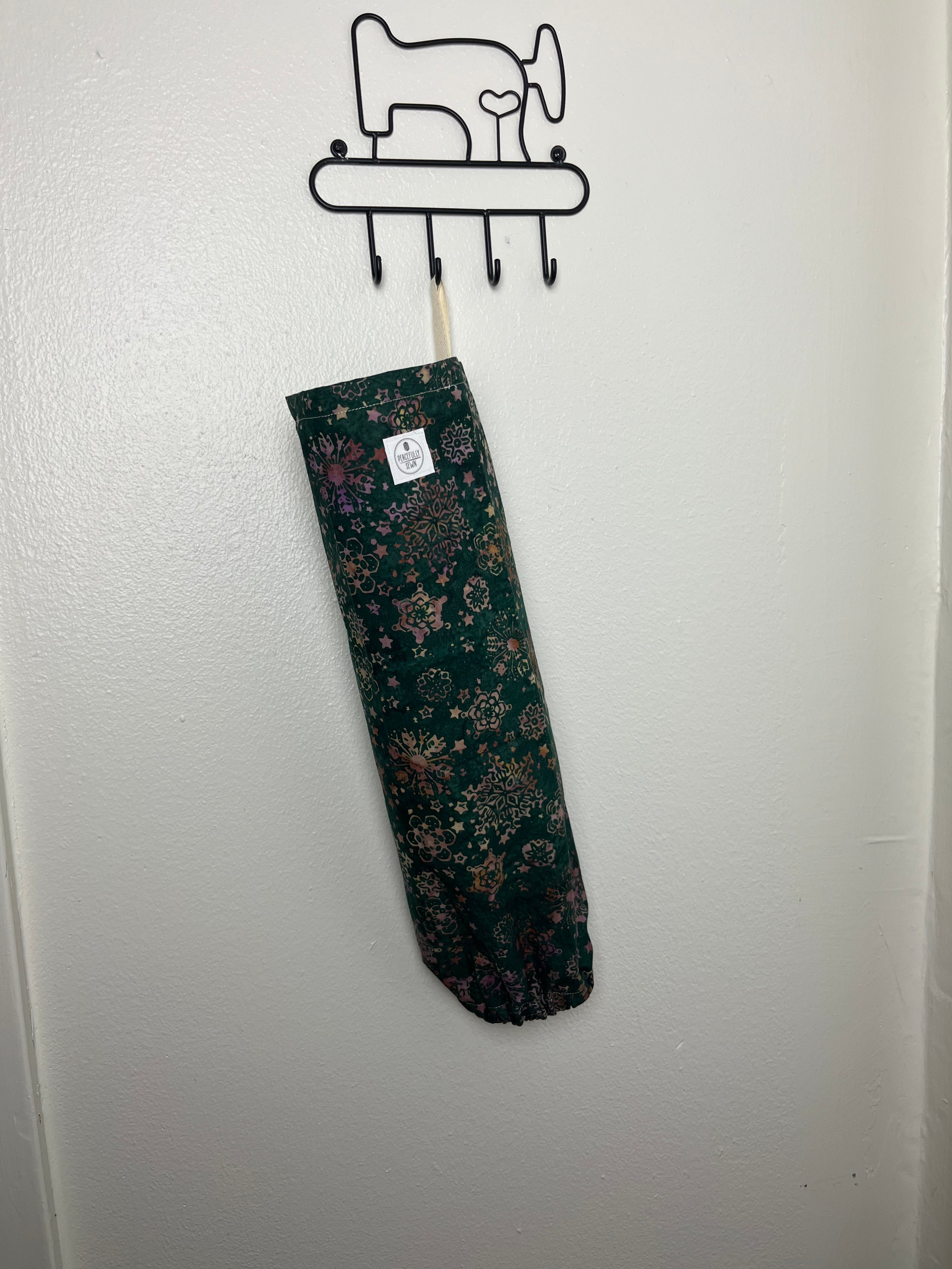 Dark Green Batik Grocery Bag Holder
