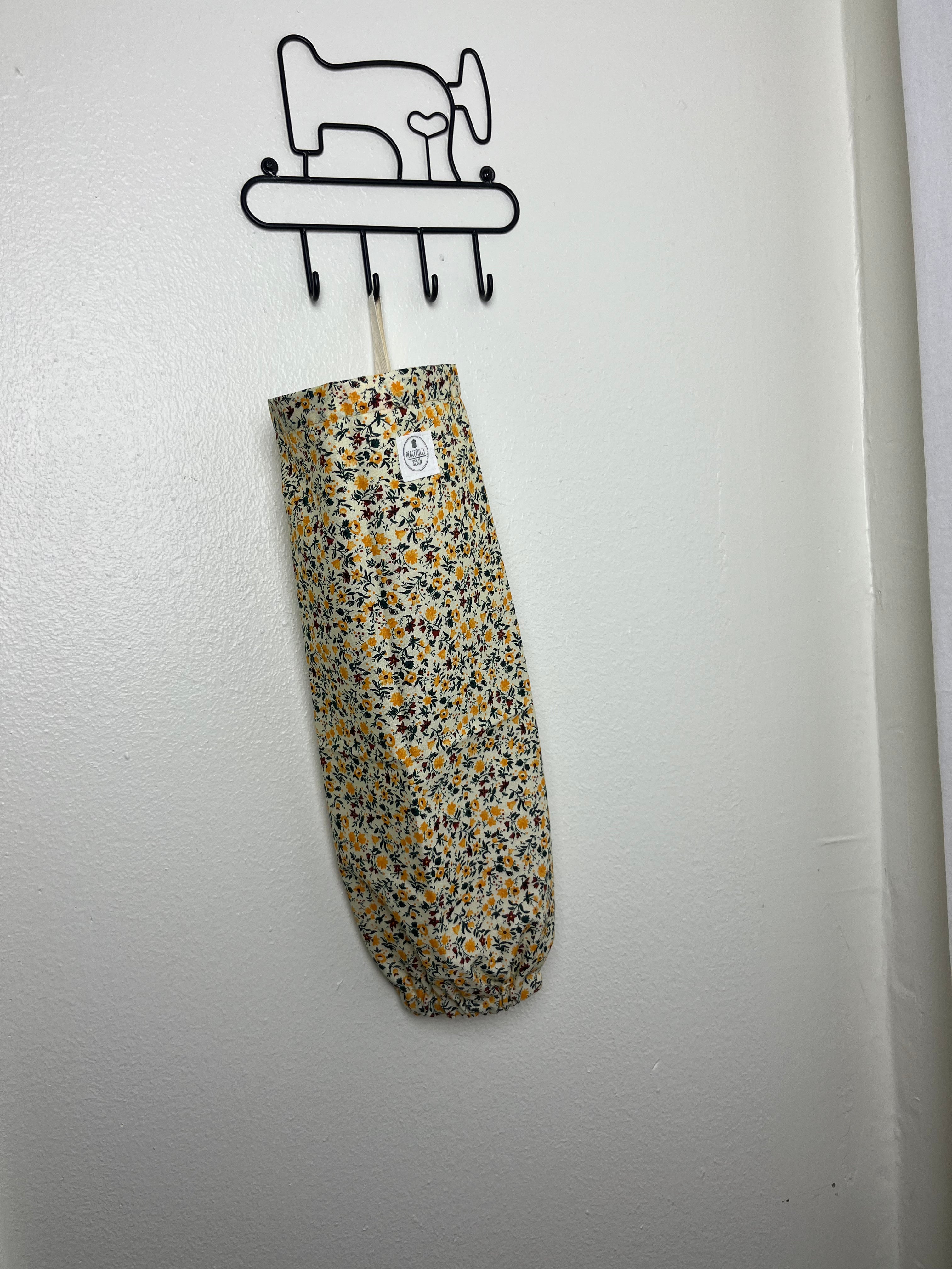 Yellow Floral Grocery Bag Holder
