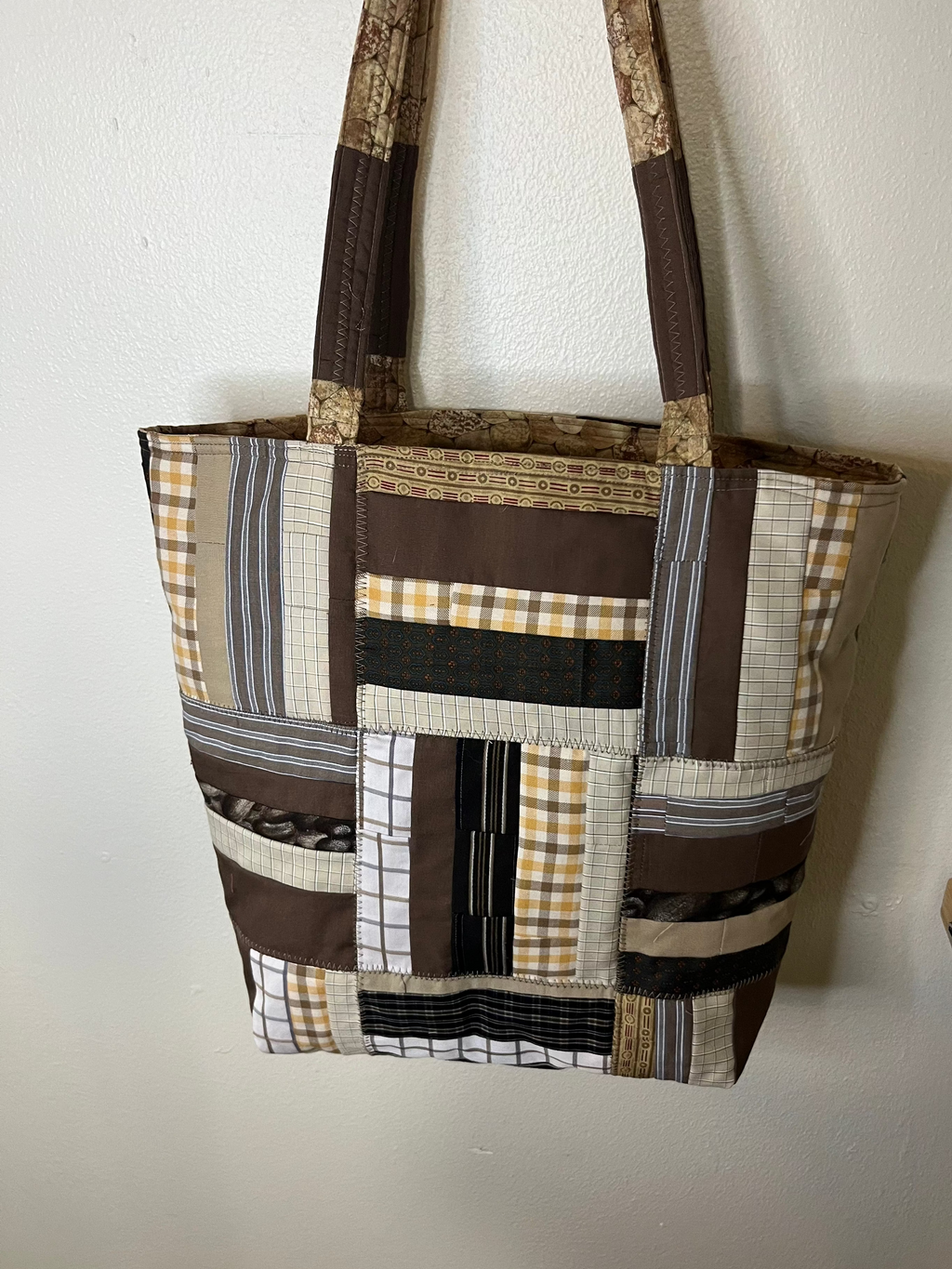 Brown Quilted Tote Bag