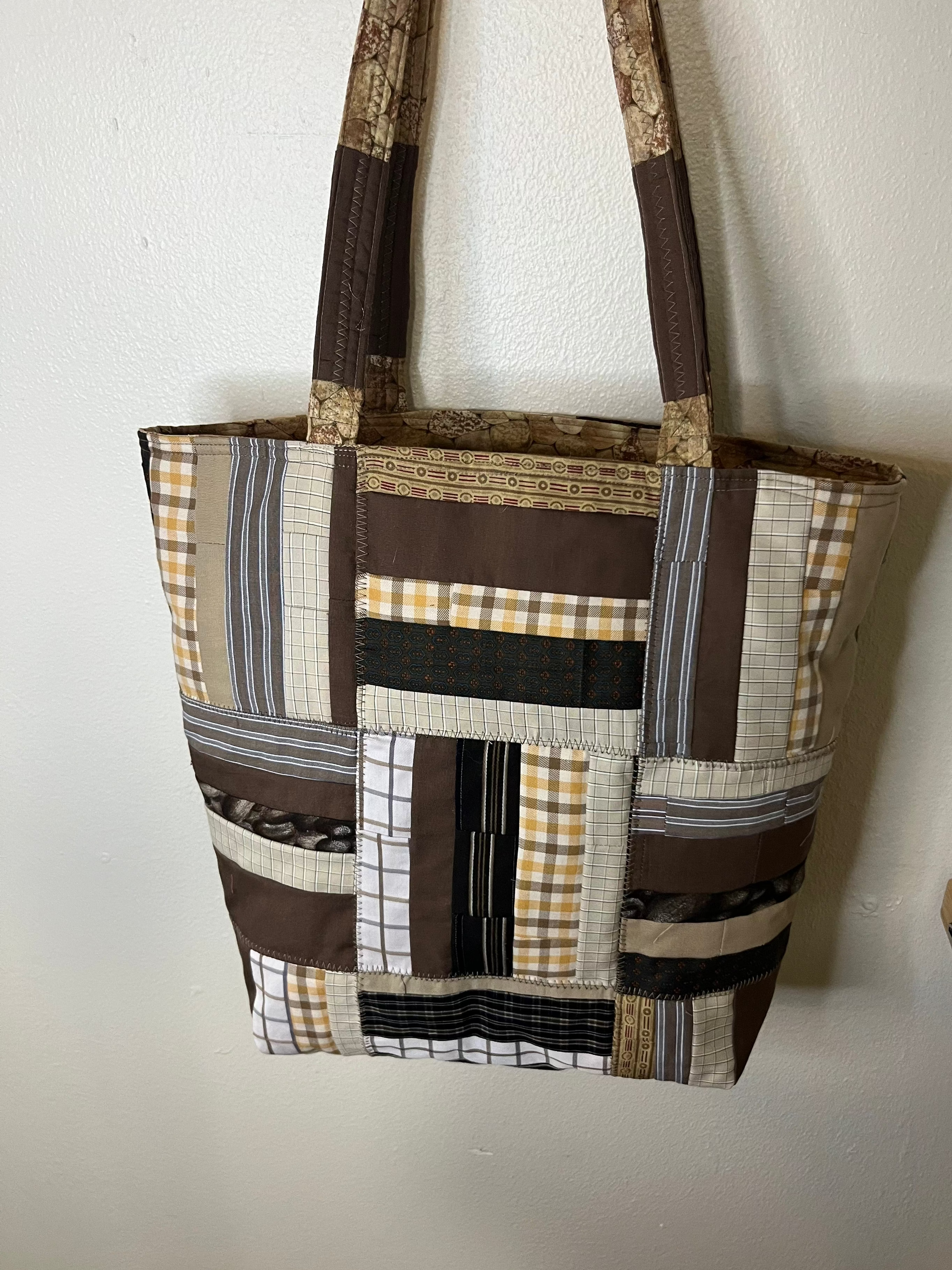Brown Quilted Tote Bag