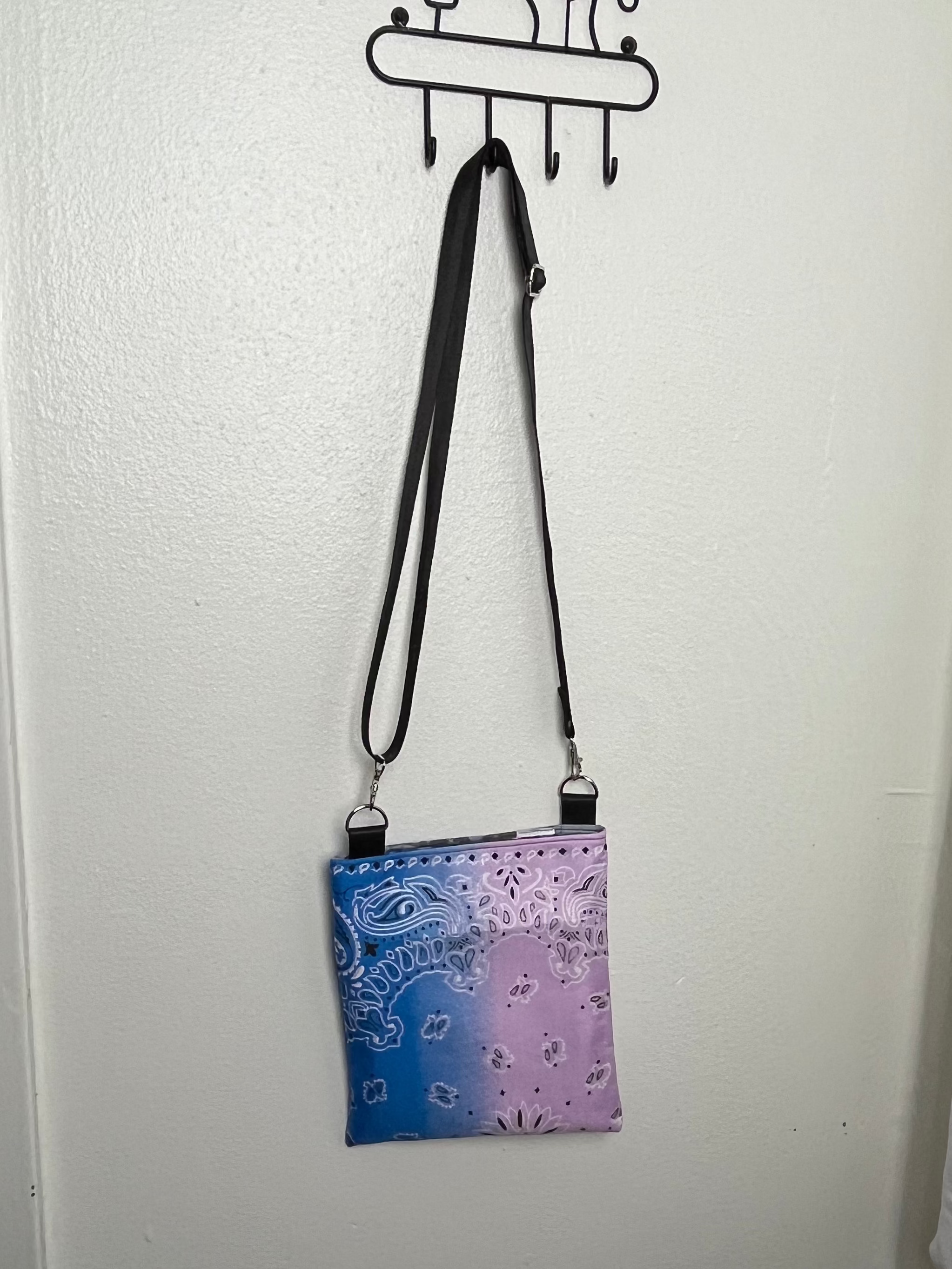 Pastel Pink & Blue Bandana Crossbody Bag