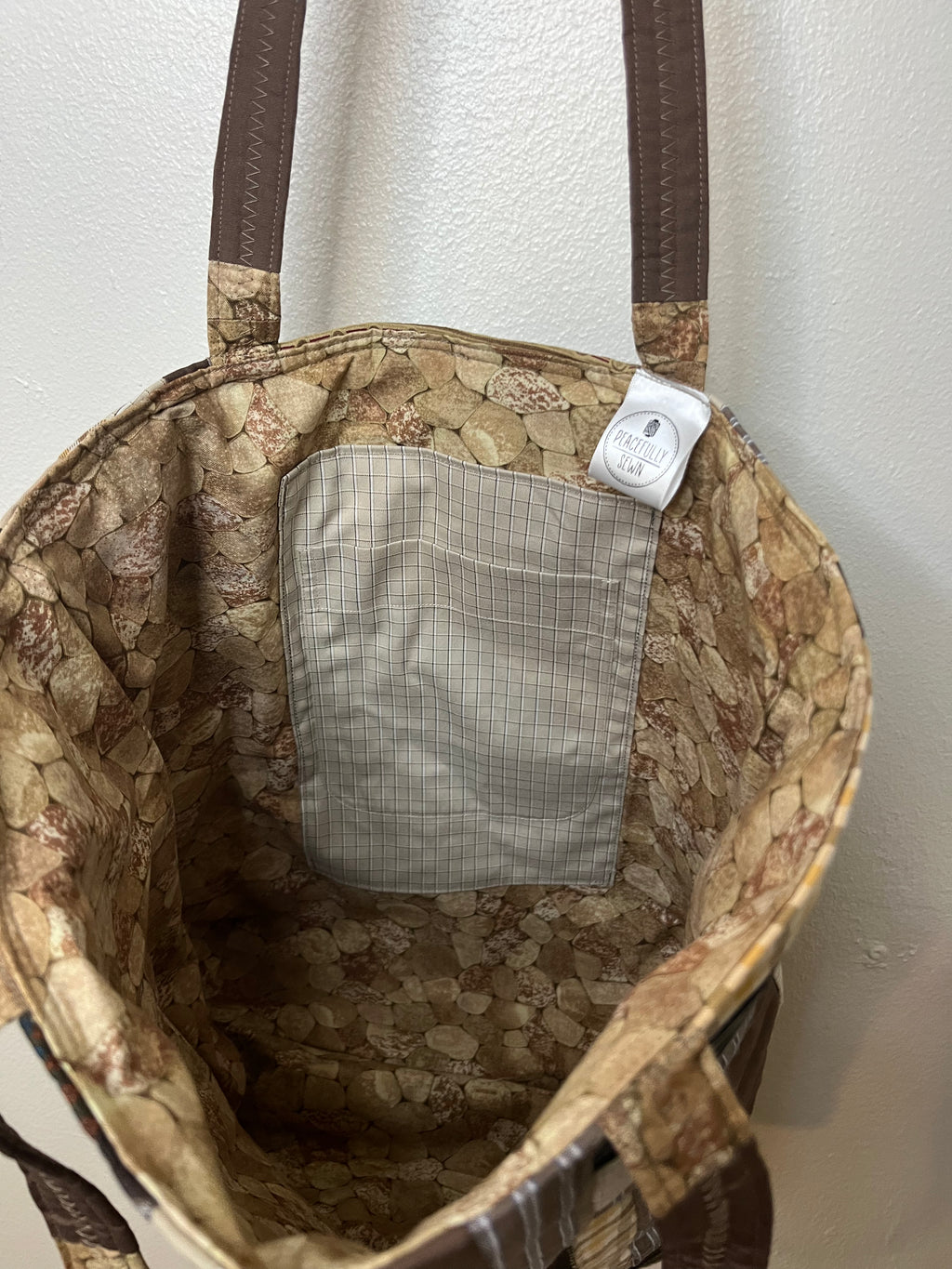 Brown Quilted Tote Bag
