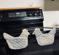 Gray Floral Chicken Oven Mitts Set of 2