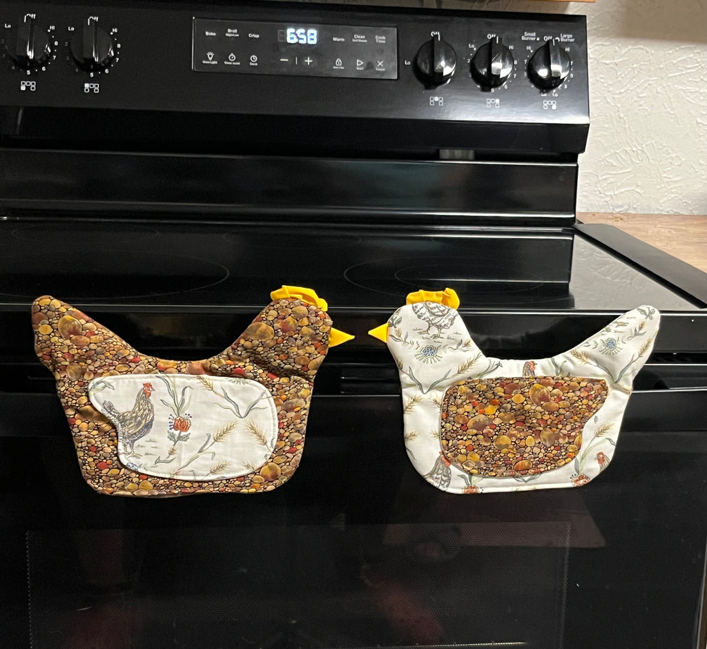 Brown Chicken Oven Mitts Set of 2