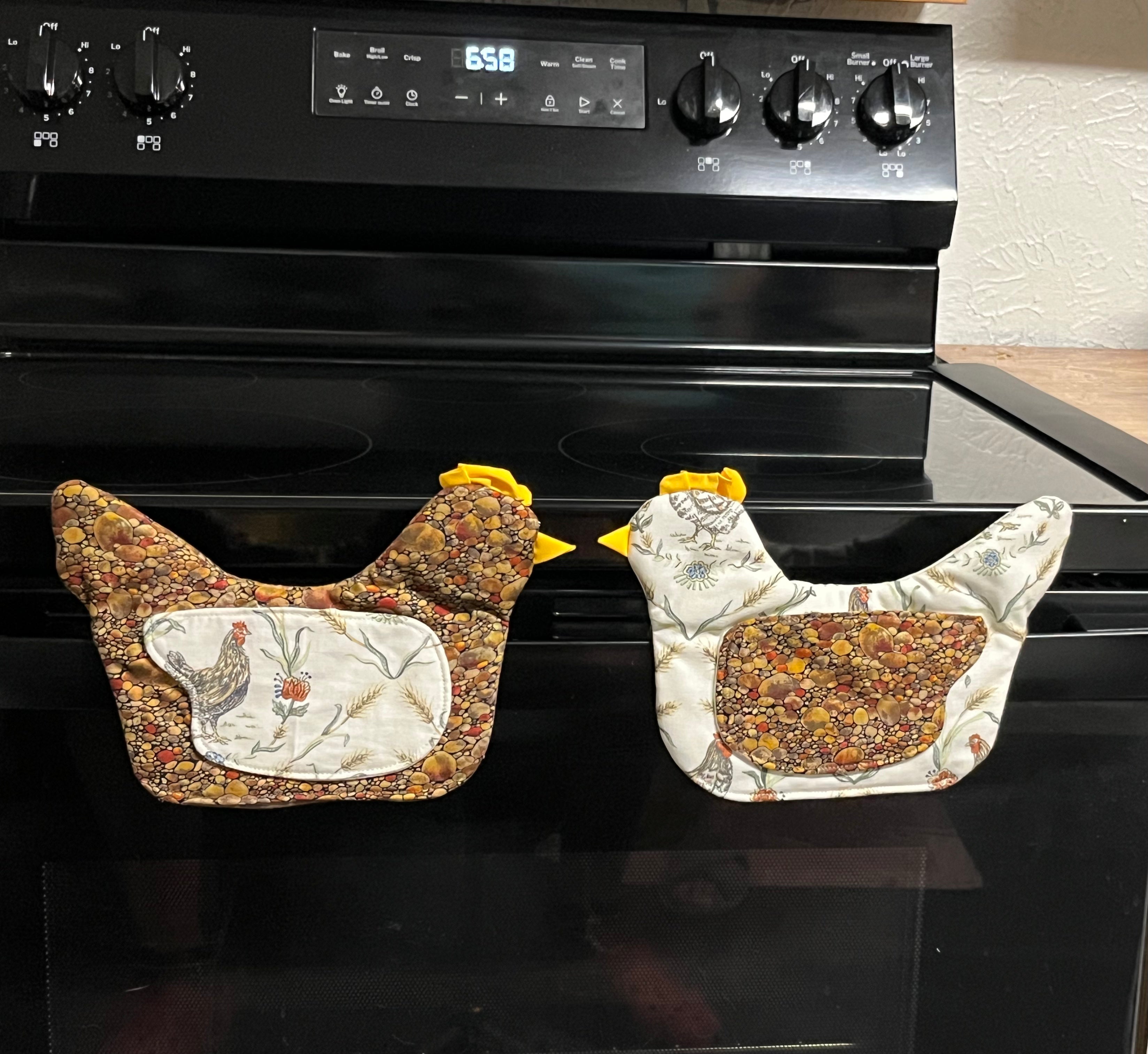 Brown Chicken Oven Mitts Set of 2